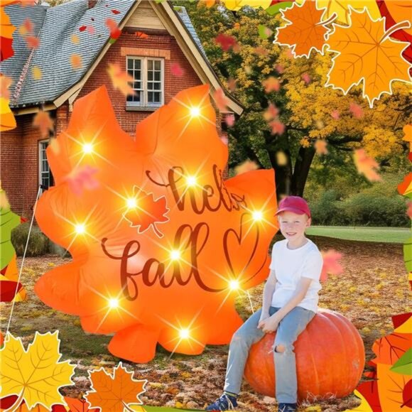 Fall Inflatable Decorations 5. 25 ft Thanksgiving Blow up Decor Fall - Picture 5 of 7